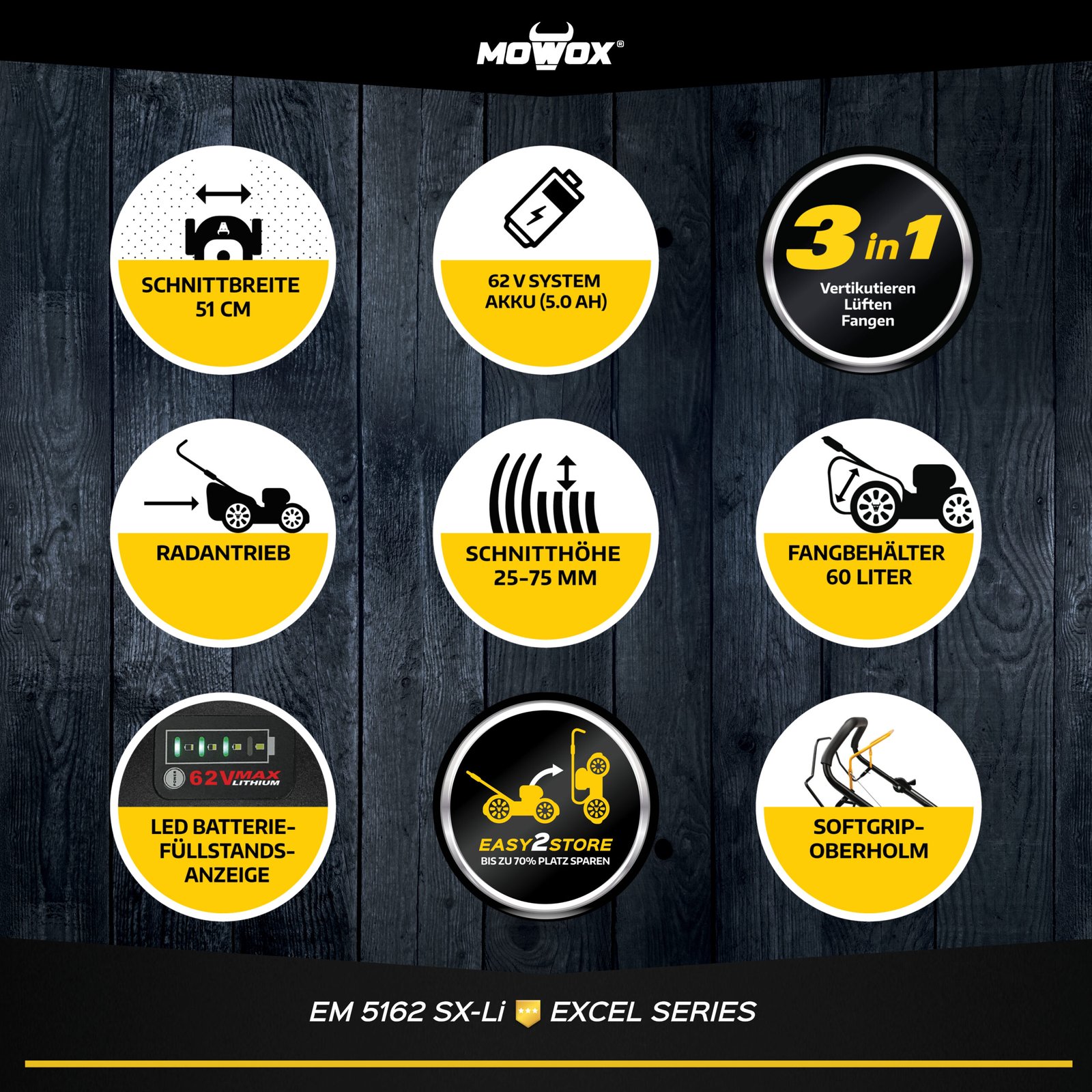 Recortadora de batería MOWOX® EM 4662 SX-Li-Serie Pro - Imagen 3